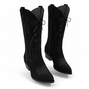 Reba Black Lace Up Western Boots